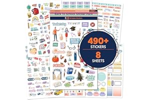 ORIDAY Teacher Planner Stickers Back to School Themed Planning Sticker Accessories for Student, Educators, homeschoolers, Women, Cute Happy Planner Productivity
