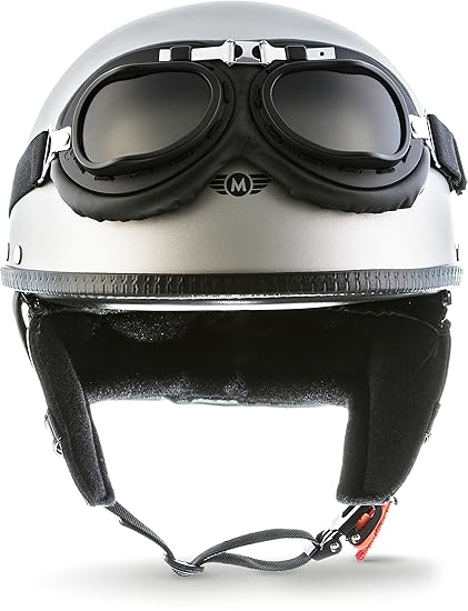 Moto Helmets® D22-Set „Titan Gray“ · Brain-Cap · Halbschale Jet-Helm Motorrad-Helm Roller-Helm Scooter-Helm Bobber Mofa-Helm 