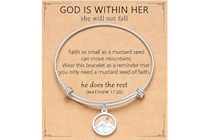 Eryuor Move Mountains-Gold/Sliver Mustard Seed Bangle Bracelet Baptism Confirmation Christian Graduation Easter Gifts for Women Girls