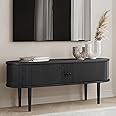 WERMO 55’’ Black TV Stand with Storage and Shelves for 32-60 Inch TVs. Black Entertainment Center with Doors for Living Room and Bedroom, Mid Century Modern Console Table, Media Cabinet (Black Oak)
