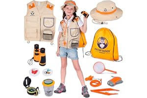 PATHFINDER PANDAS Kids Explorer Kit with Safari Vest & Hat for 3-12 Year Old Boys & Girls - Safari Costume Kids, Zoo Keeper, Paleontologist, Bug Kit & More - Giftable STEM Outdoor Explorer Kit for Kids + Bug Ebook