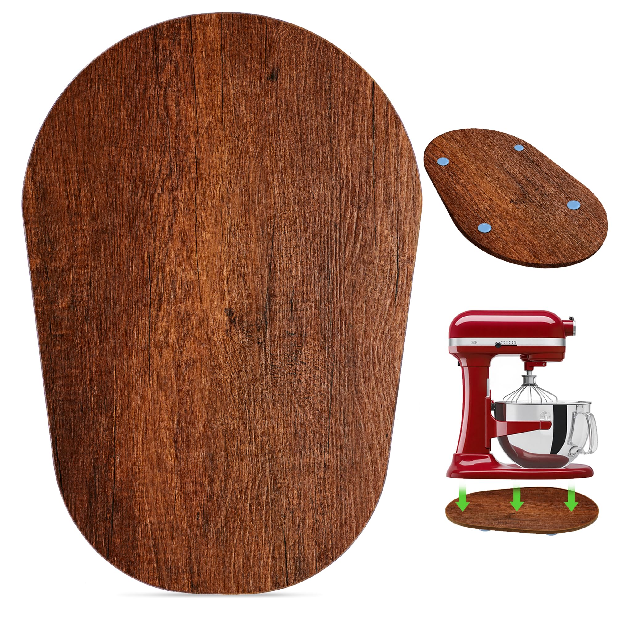 View 1 of **ONLY THE BOARD/MISSING ATTACHMENTS***Wooden Mixer Slider for KitchenAid 5-8 Qt Bowl-Lift Stand Mixer, Appliance Sliding Mat Pad, Kitchen Countertop Storage Accessories Mixer Moving Tray Board Attachments, Kitchen Aid Mixers Accessories