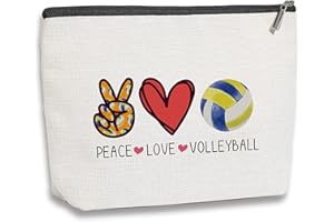 kdxpbpz Volleyball Inspirational Gifts for Women Volleyball Stuff Gifts for Volleyball Players Teams, Birthday Gifts for Women Her Best Friend BFF Bestie Makeup Bag - Peace Love Volleyball