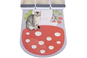 Bienbee Cat Litter Mat, Cat Litter Mat Litter Trapping Mat Easy to Clean, Durbable Litter Box Mat with Bottom, Unique Graphic Design Cat Mats for Litter, Mushroom Theme 40 * 30in