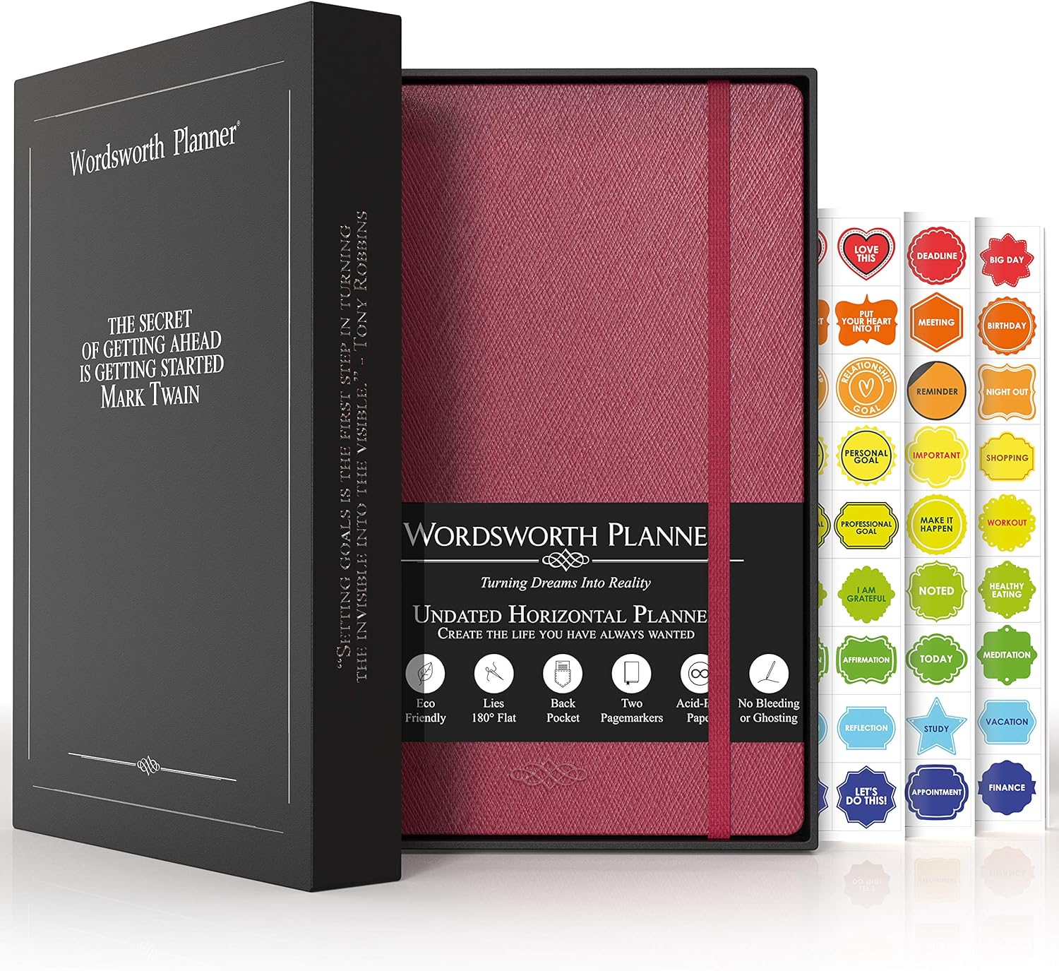 Wordsworth Undated Planner 17-17 - Weekly, Monthly, Yearly Planning,  Organizer Notebook; Increase Productivity, Time Manage - Gratitude Journal;