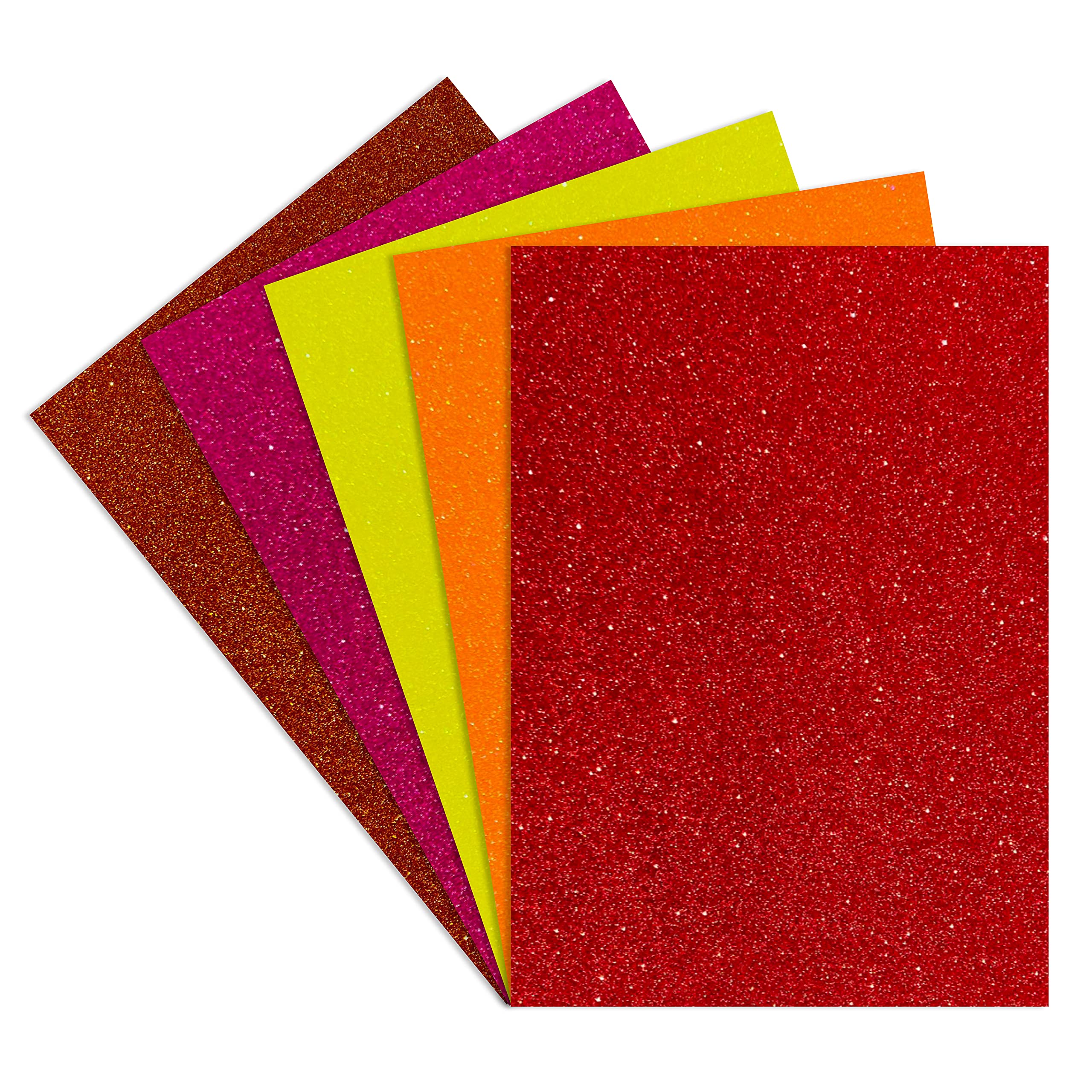 Springboard Coloured Glitter Card 10-Pack - A4 Sheets of 230gsm Coloured Glitter Card for Arts and Crafts with Non-Shed Design for Less Mess - Crafting Supplies - Warm Tones Assortment