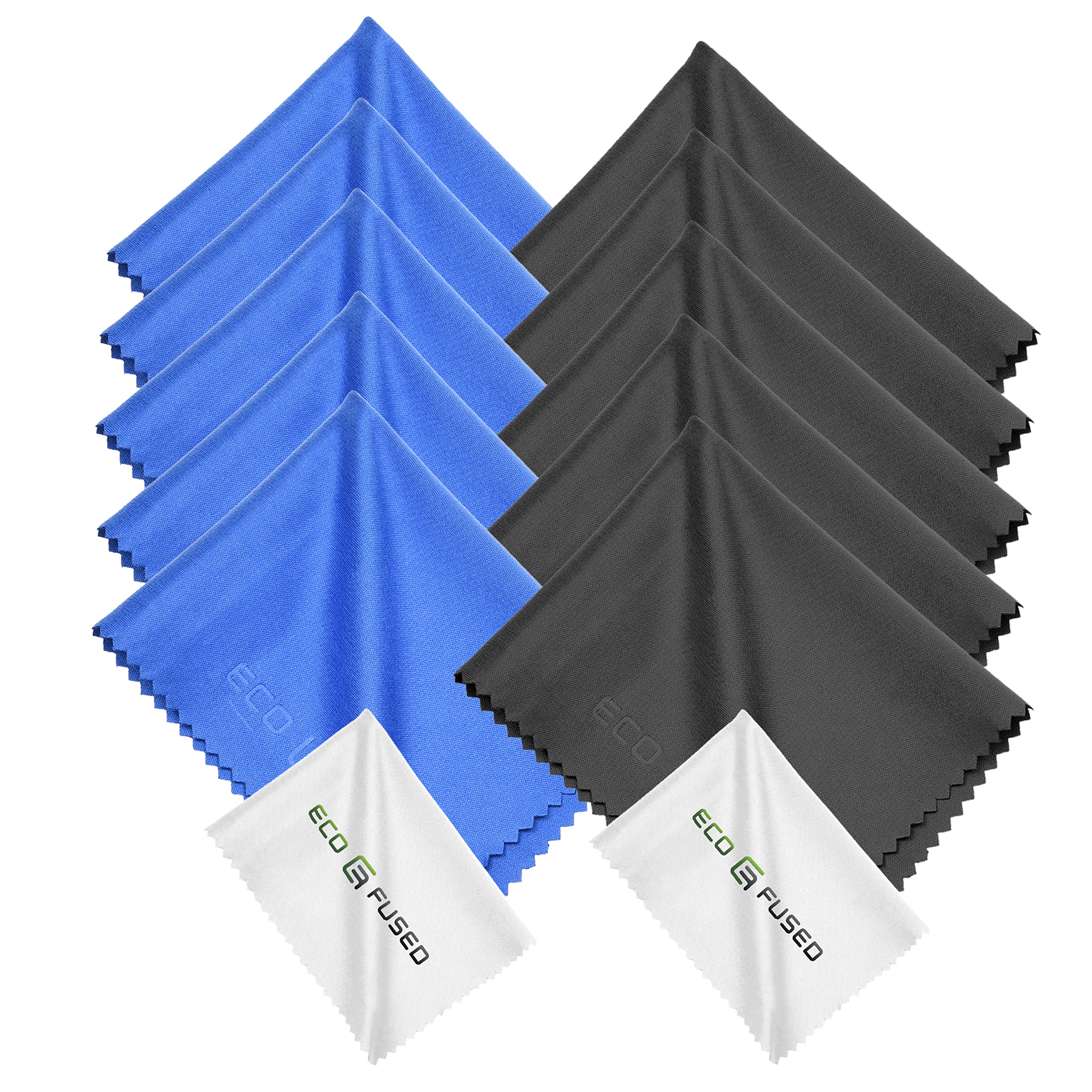 ECO-FUSED Microfiber Cleaning Cloths- 12 Pack - Ideal for Cleaning Glasses, Spectacles, Camera Lenses, iPad, Tablets, Phones, iPhone, Android Phones, Laptops, LCD Screens and Other Delicate Surfaces