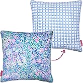 Lilly Pulitzer 18" Square Decorative Throw Pillows for Indoor and Outdoor, Throw Pillows for Bed or Couch, Outdoor Pillows fo