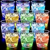 Potchen 10 oz Plastic Light up Glasses LED Cups for Night Drinking Liquid Activated Glow Party Favor Multicolor Neon Shot Glasses for Disco Bar(12 Pcs)