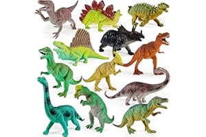Boley 12 Pack 9-Inch Educational Dinosaur Toys - Kids Realistic Toy Dinosaur Figures for Cool Kids and Toddler Education! (T-Rex, Triceratops, Velociraptor, and More!)