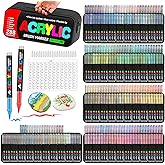 288 Colors Acrylic Paint Markers, Acrylic Paint Pens with Direct-Liquid Ink Control System.1-5mm Soft Brush Tip Paint Pens & Paint Markers for Rock, Wood, Canvas, Glass, Fabric, Metal, Plastic, Paper