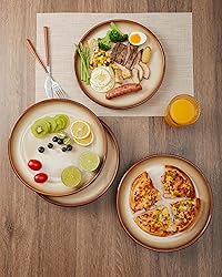 Pokini 10 Inch Dinner Plates Set of 6, Porcelain