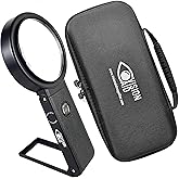 30x Hands-Free Magnifier with USB Rechargeable Ultra Bright LED Lights and Case | 40x Loupe Magnifying Glass with Stand for R