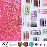 Fandamei 32 Pots Chunky Holographic Glitter 7-8g each 3 sizes 0.003 0.039 view 2