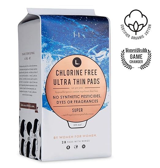 L. Organic Cotton & Chlorine-Free Pads, Super Absorbency with Ultra Thin Design, 56 Count Best Natural Period Products L. Organic Cotton & Chlorine-Free Pads, Super Absorbency with Ultra Thin Design, 56 Count Best Natural Period Products