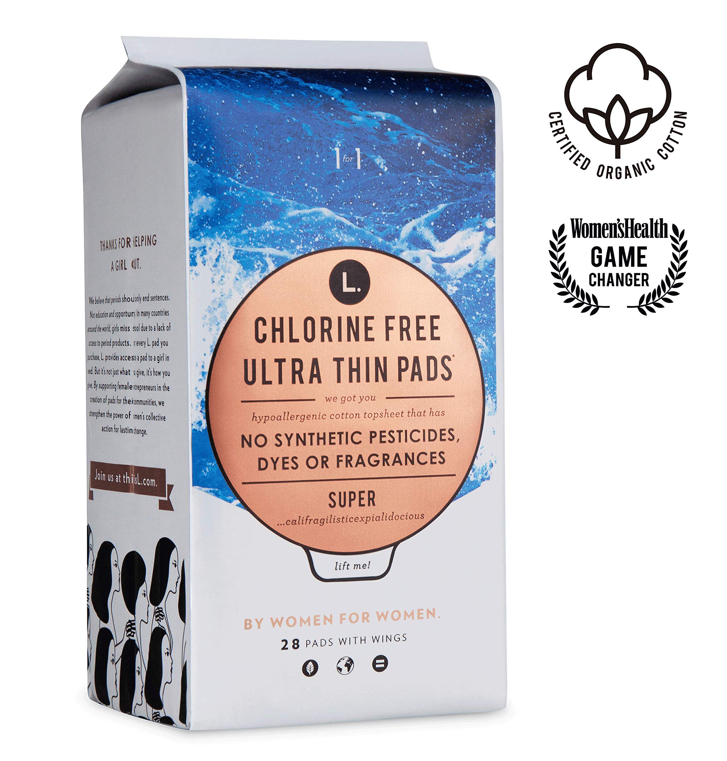 L. Organic Cotton & ChlorineFree Pads, Regular Absorbency