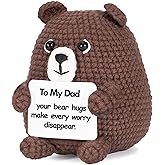 Inspirational Gift for Women-Handmade Positive Bear Crochet-to My Dad-Christmas, Birthday, Encouragement, Emotional Positive Gifts for Dad(to My dad)