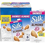 Silk Shelf-Stable milk, Unsweetened, Dairy-Free, Vegan, Non-GMO Project Verified, 1 Quart, Almond, 32 Fl Oz (Pack of 6), 192.