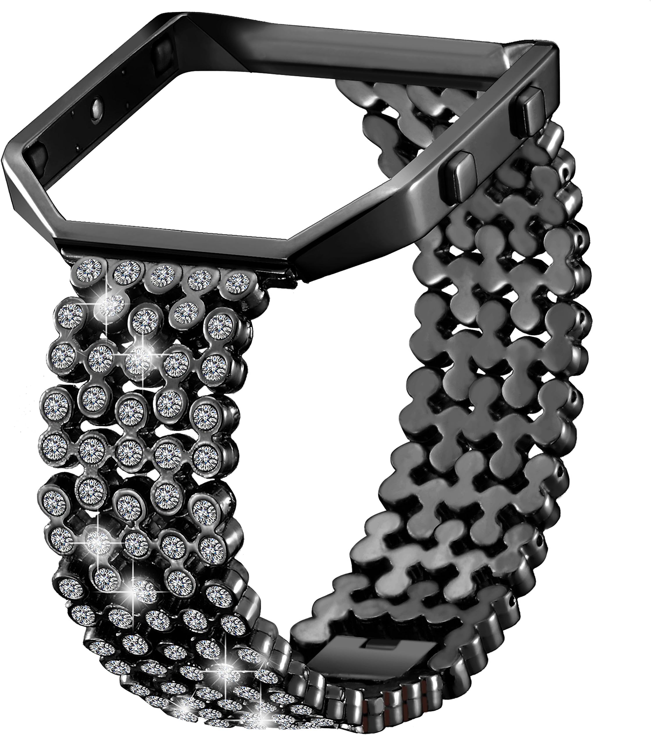 Dizywiee for Fitbit Blaze Bands, Metal Bands with Rhinestone Stainless Steel Frame Replacement Accessory Bracelet Silver Rose Gold