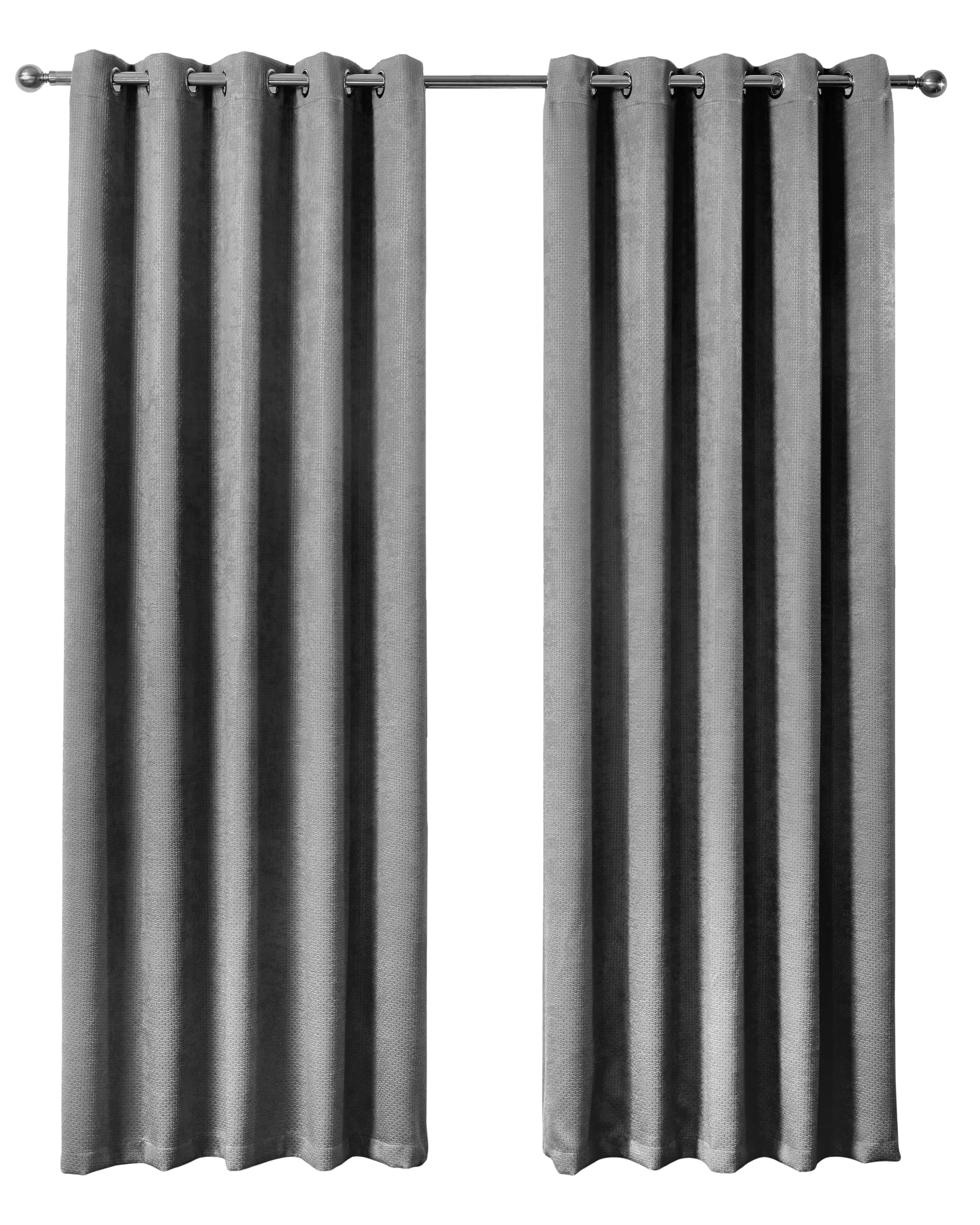Emma Barclay – 3D Embossed Blackout Curtains for Bedroom Living Room Thermal Insulated Woven Eyelet Blackout Curtains With Reflective Reverse Weave Ambiance Collection (46” x 72” Inch)(Charcoal)