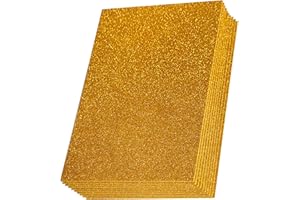 SALEMAR Gold Sticky Glitter Foam Sheets for Craft, 10 Packs Thick Self-Adhesive Sparkle EVA Paper Stickers for School Projects, 30 x 20cm