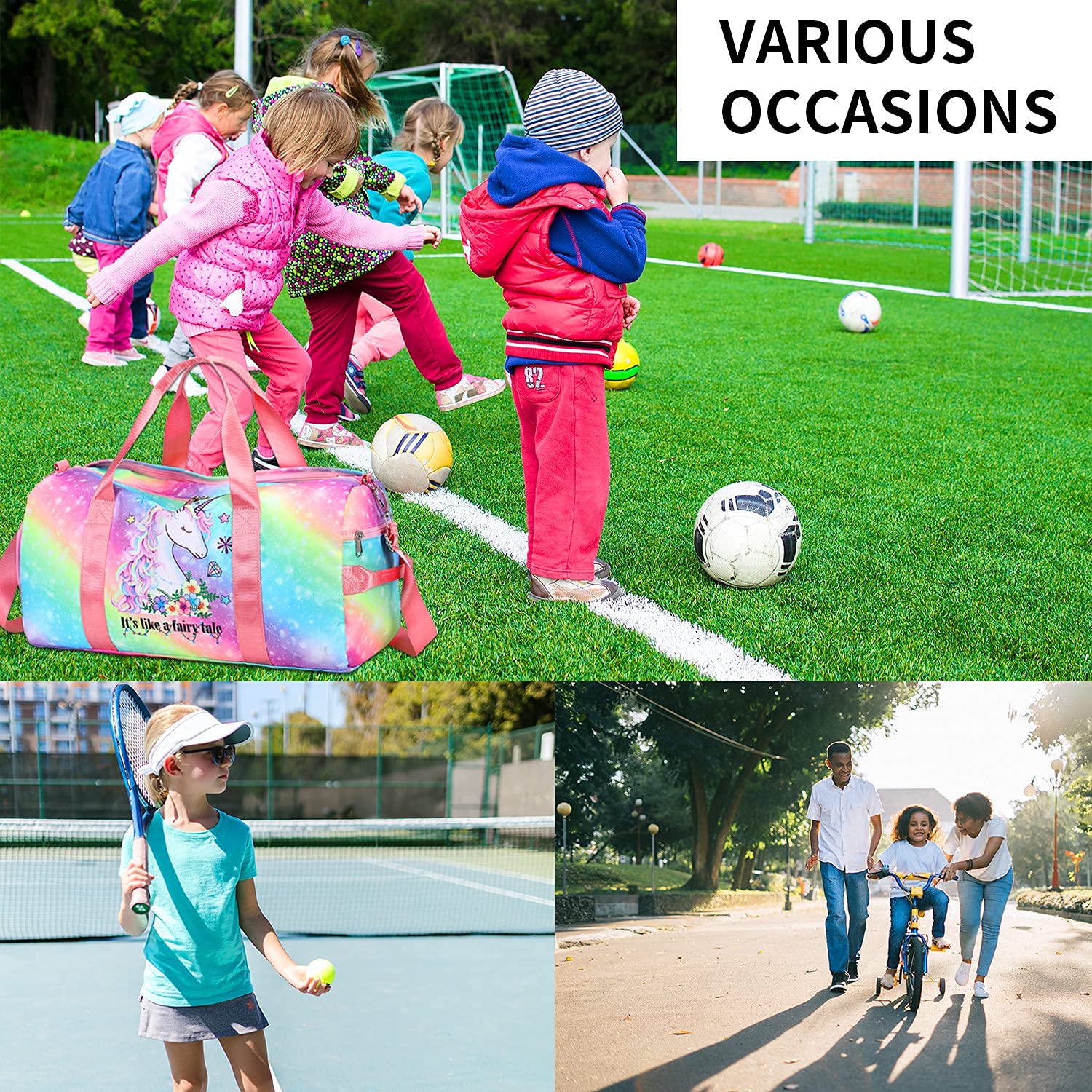 Duffle Bag for Girls Kids Gym Bag Women Workout Sports Travel Bag Weekender Overnight Bag with Shoe Compartment and Wet Pocket