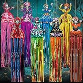 Fanfanwin 8 Pcs Day of The Dead Sugar Skull Hanging Decorations Outdoor Dia De Los Muertos Party Decorations with Tassels Mexican Day of The Dead Halloween Decor (Sugar Skull)