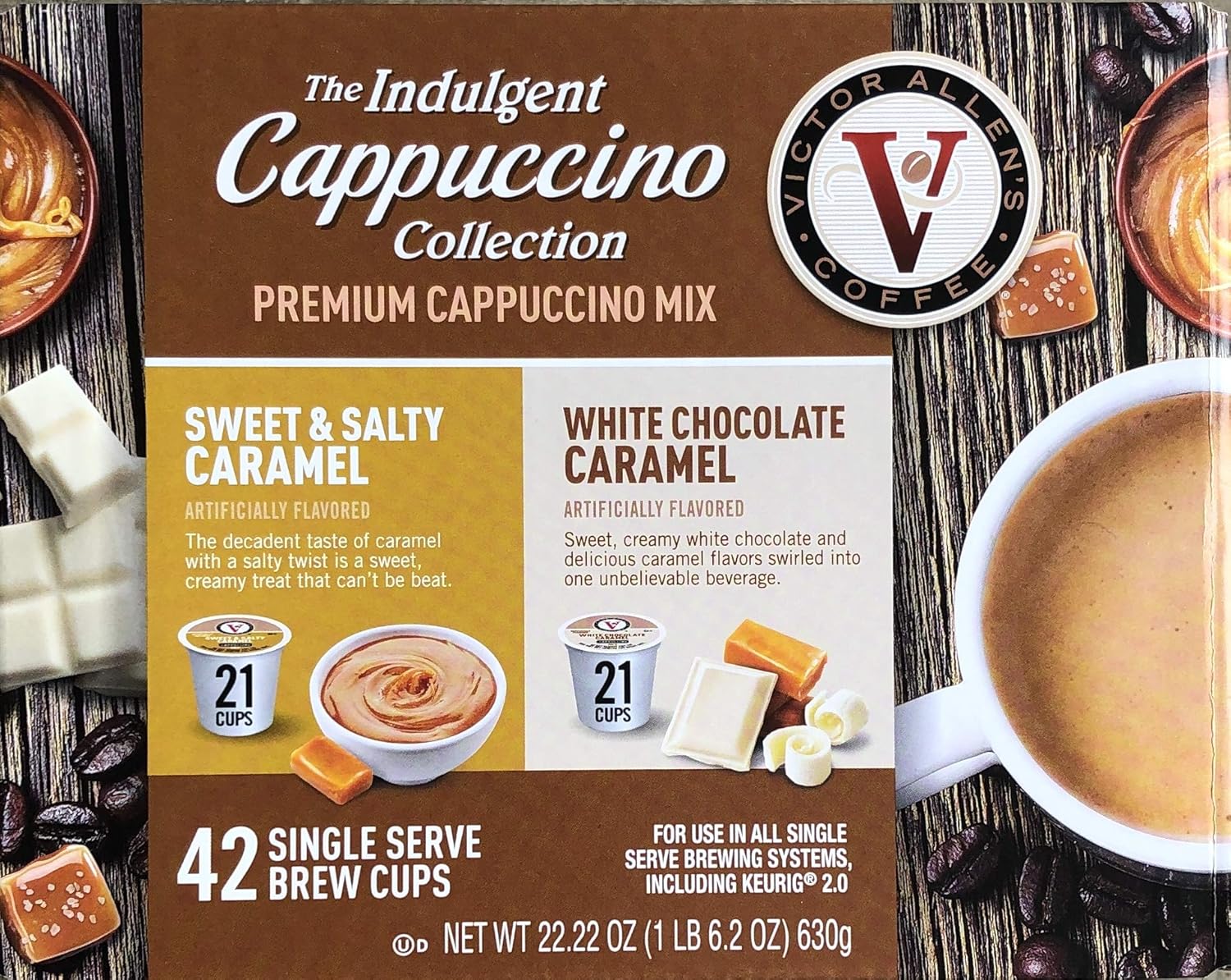 The Indulgent Collection Premium Mix, White Chocolate Caramel and Sweet & Salty Caramel Cappuccino Single Serve Cups - 42 Count