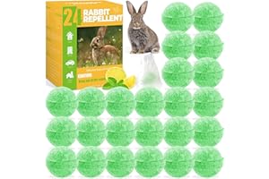 YJOO Deer Rabbit Repellent Outdoor 24 Pack - Natural Peppermint Oil Deer Repellent Balls, Bunny Deer Deterrent for Garden Lawn Yard, Powerful Rabbit Repellant Keep from Eating Plants Flowers, Pet Safe