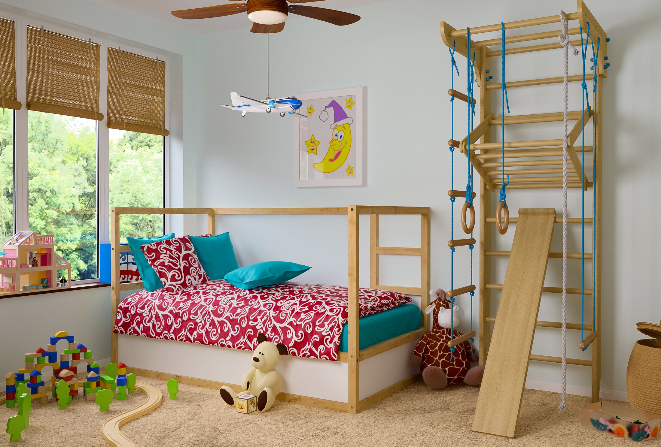 Swedish Ladder Wall Bars Kinder 3 240 Children Home Gym