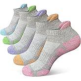 Heyoboy Womens Athletic Running Cotton Socks, Thick Cushioned Anti-blister Wicking Ankle Socks 5 Pairs