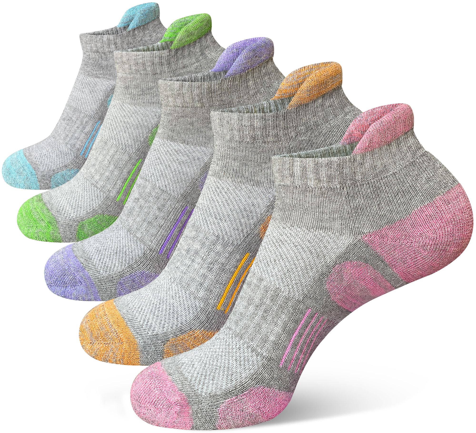Photo 1 of Heyoboy Womens Athletic Running Cotton Socks Thick Cushioned Anti-blister Wicking Ankle Socks 5 Pairs