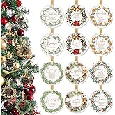 Sieral 36 Pcs Christmas Christian Hanging Ornament Inspirational Wreathe Sign Bible Words Acrylic Ornaments with Ribbon Christmas Tree Decorations with Religious Gifts for Women Men Family Church