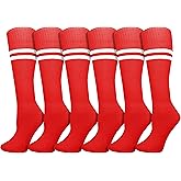 Winterlace Soccer Socks 6-Pairs Mens Womens Knee High Striped Athletic Sports Softball Baseball Pack