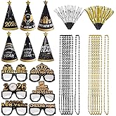 mifengda New Years Eve Party Supplies 2026 Party Decorations Happy New Year Eve Favors Include Hats Glasses Necklace and Blowers for 2026 Decors Photo Props