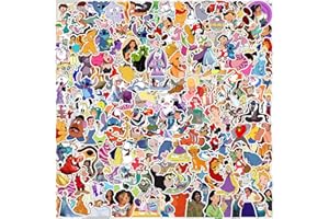 200PCS Vinyl Waterproof Cute Princess Mermaid Stickers, Classic Cartoon Anime Theme Decals for Water Bottles Cup Cars Skatebo