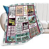 Fishing Blanket Fish Decor Throw Blanket Gifts for Girls Fishing Lover Women Ultra Soft Cozy Fuzzy Plush Fleece Flannel Bedding Fishin Blanket for Boys Kids Men Adults Bed Sofa 40"X50"
