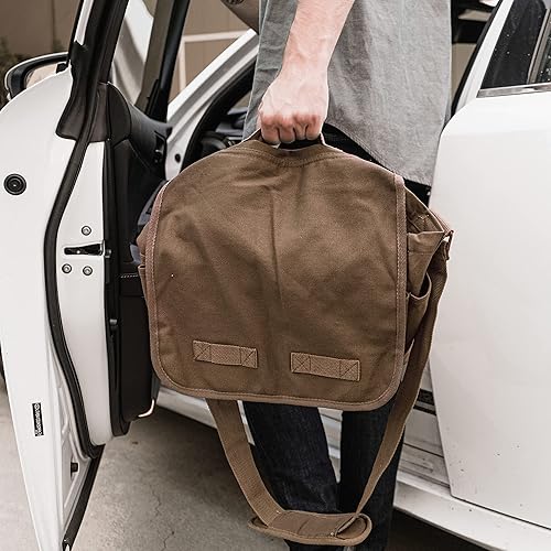 Sweetbriar Classic Vintage Messenger Bag Original Heavyweight Cotton  Canvas Shoulder Bag with Upgraded Featu