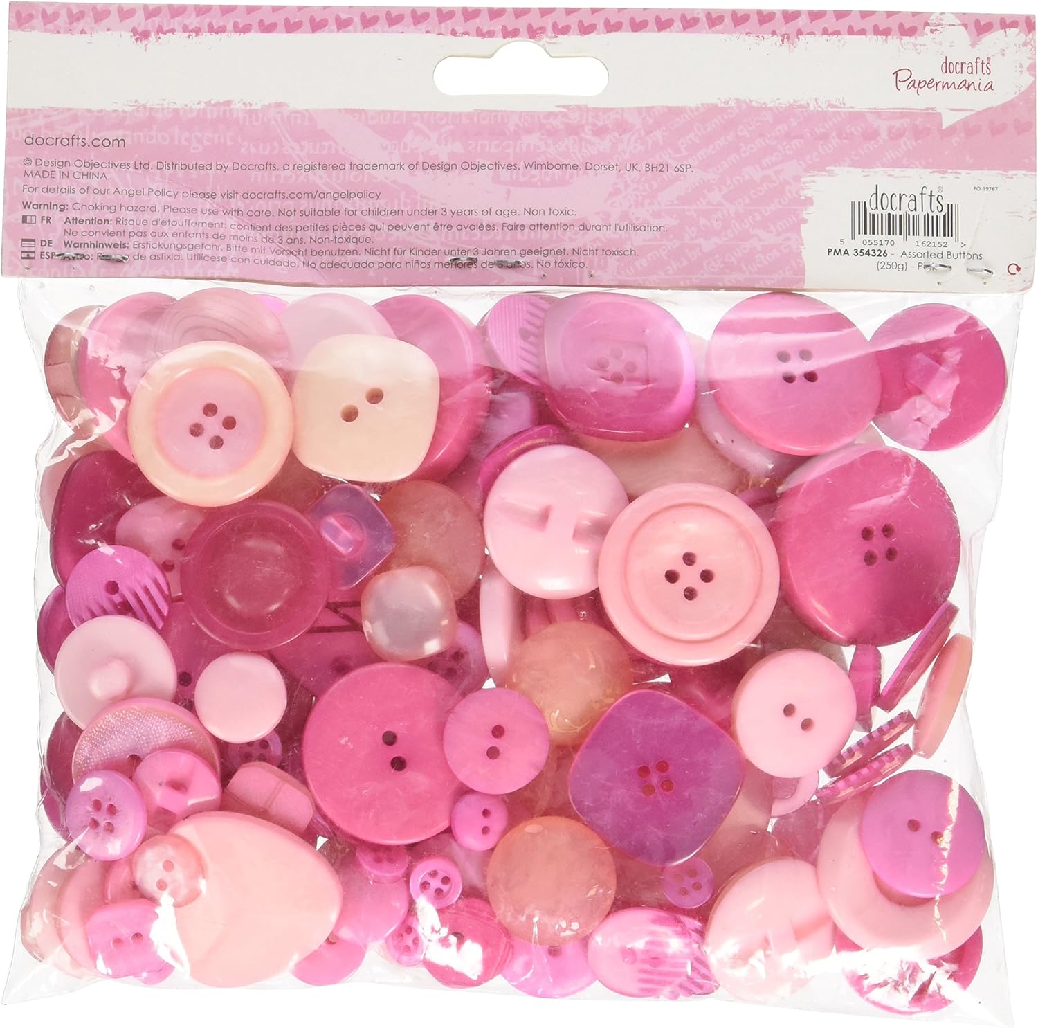 Papermania 250 g Assorted Buttons, Pink - Image 3