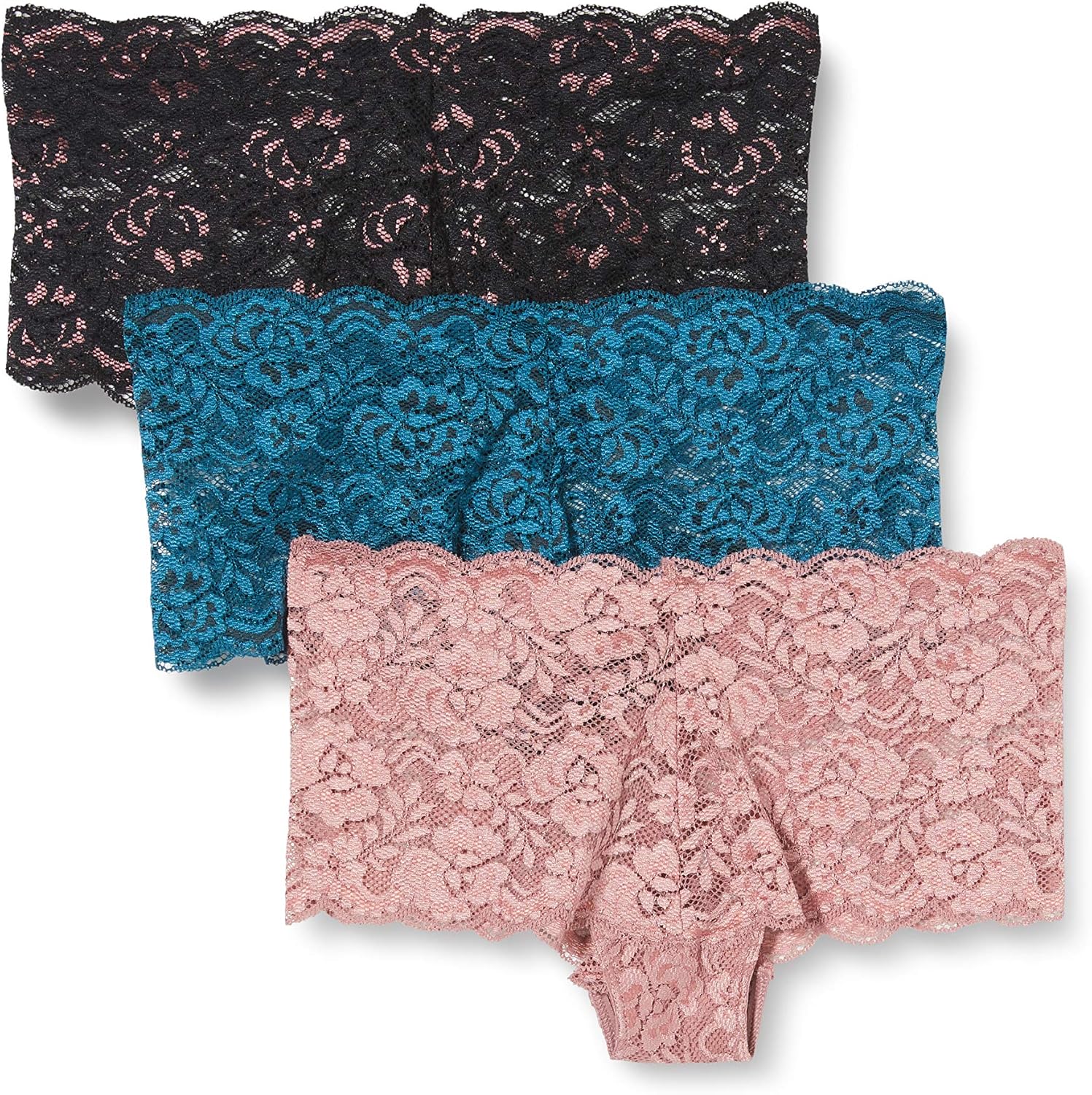 Iris & Lilly Damen Hipster 3er-Pack - Spitzen-Unterwäsche Kirschrot | Moderate Bedeckung Größe 40