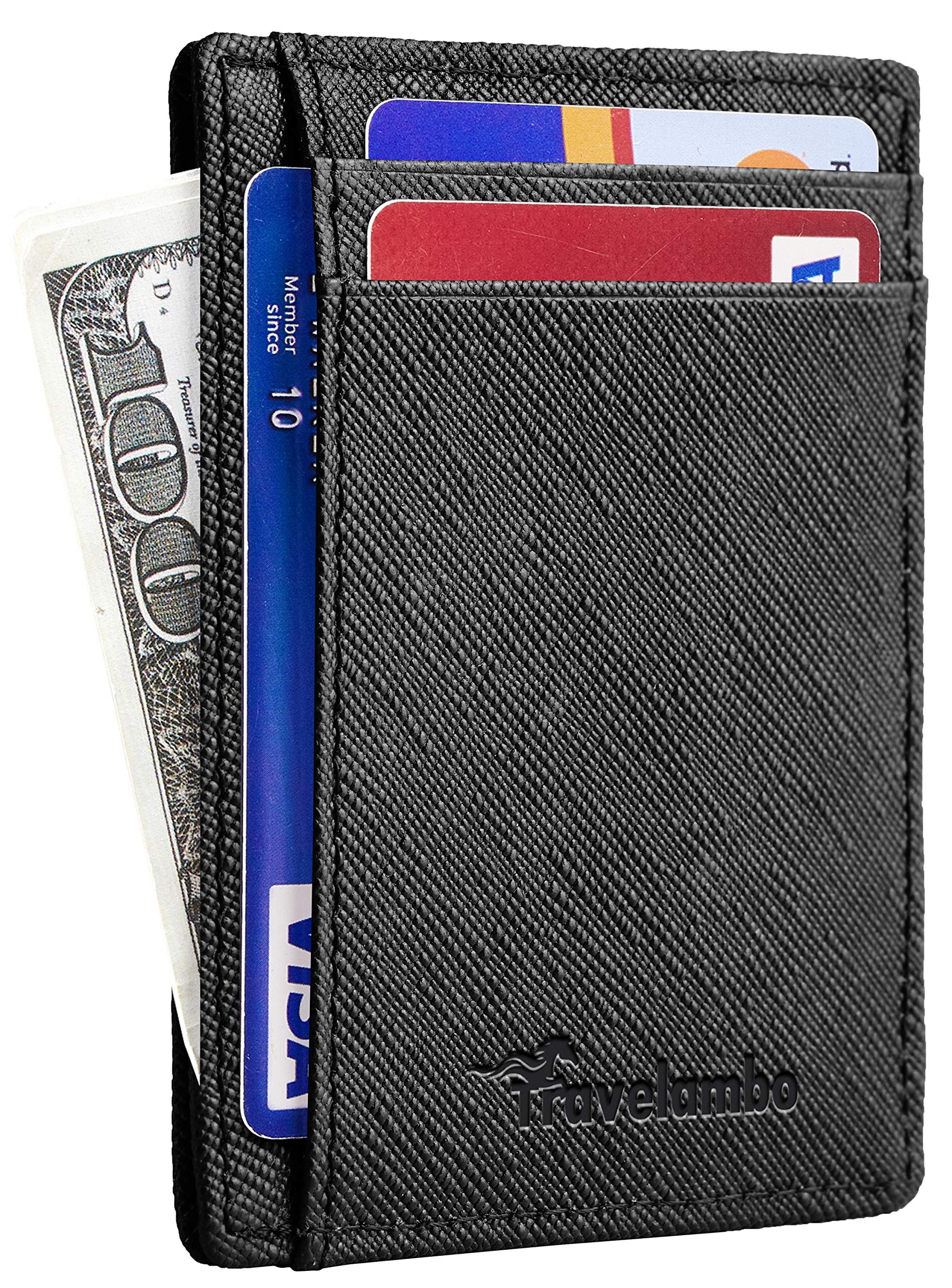 Travelambo RFID Front Pocket Minimalist Slim Wallet Genuine Leather