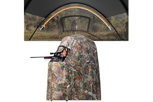 Lenotos Pop-Up Hunting Ground Blind, Lightweight 1-2 Person Hunting Blind with Carrying Bag, 4-Panel Spring Steel, for Deer, Turkey Duck Hunting, Bow Hunting