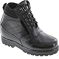 Calden Men's Invisible Height Increasing Elevator Shoes - Black Pebble Grain Leather Lace-up Ankle Boots with Extra Tall - 5.2 Inches Taller - K881805 - Size 11.5 D(M) US