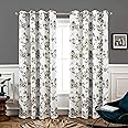 DriftAway Watercolor Abstract Floral Lined Thermal Insulated Blackout Window Curtain Grommet 2 Panels Each 52 Inch by 84 Inch Beige