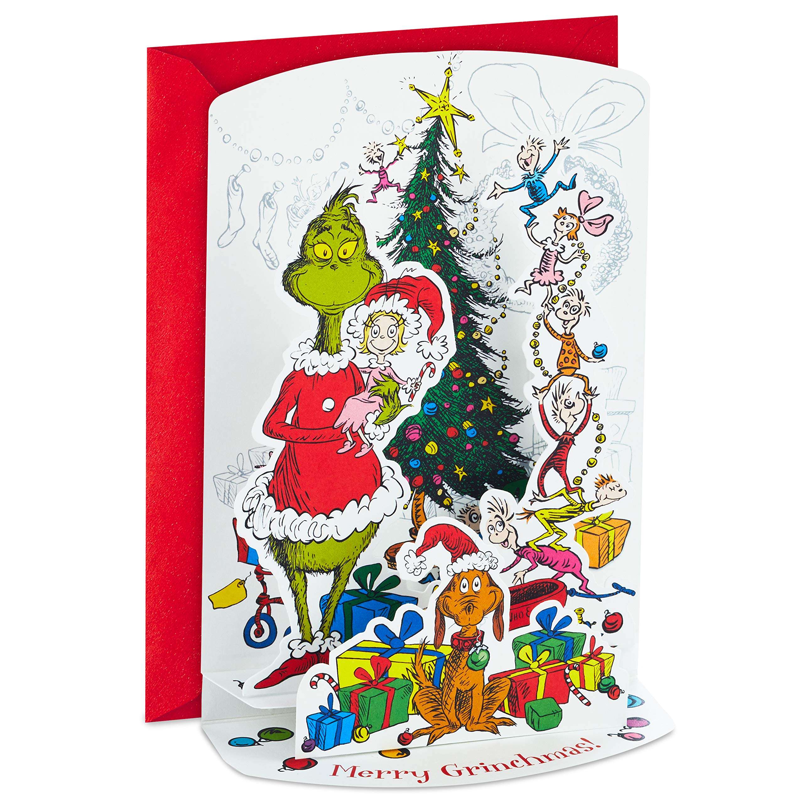 Hallmark Grinch Boxed Christmas Cards, Merry Grinchmas Paper Craft (8 Displayable Pop Up Cards and Envelopes)