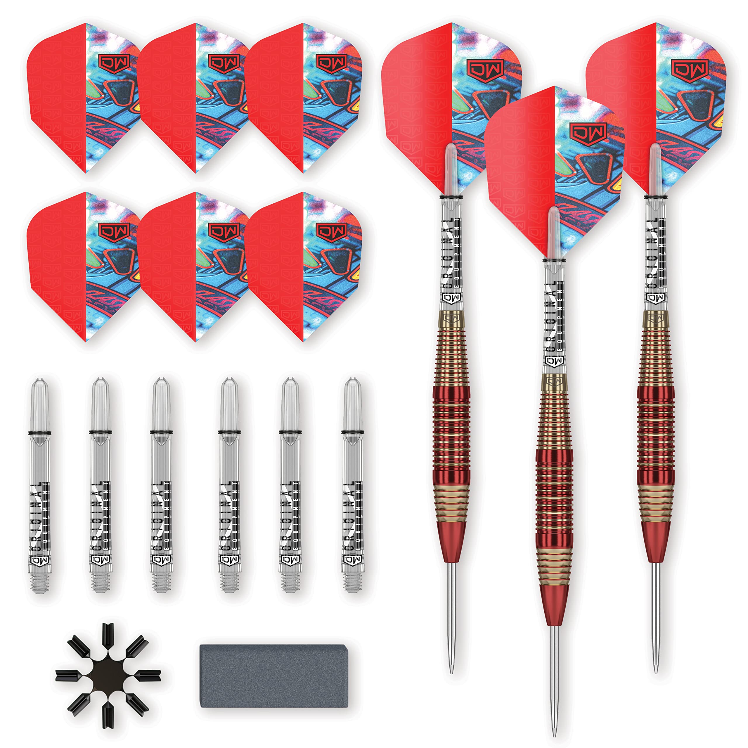 DW Flashback 24g Red Steel Tip Darts, Precision Balanced, Accurate, and Durable - Perfect for Professional and Recreational Players