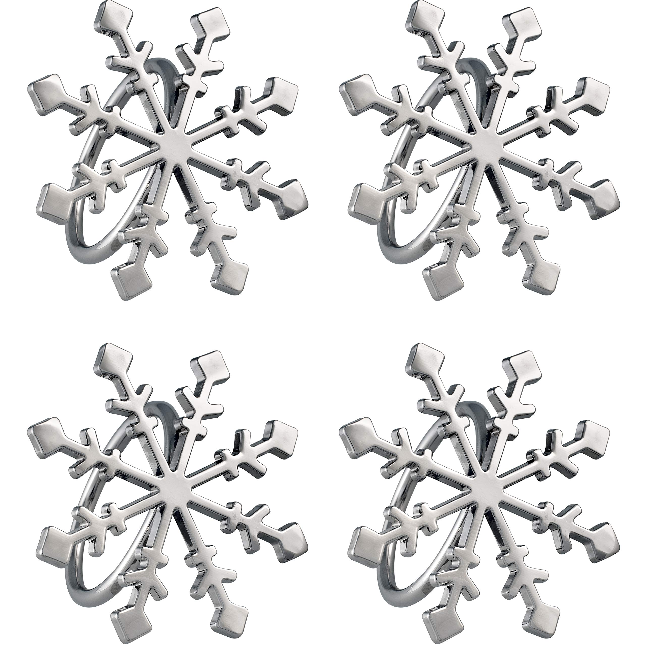 WeRChristmas Set of 4 Snowflake Napkin Holders, Multi-Colour, 7cm