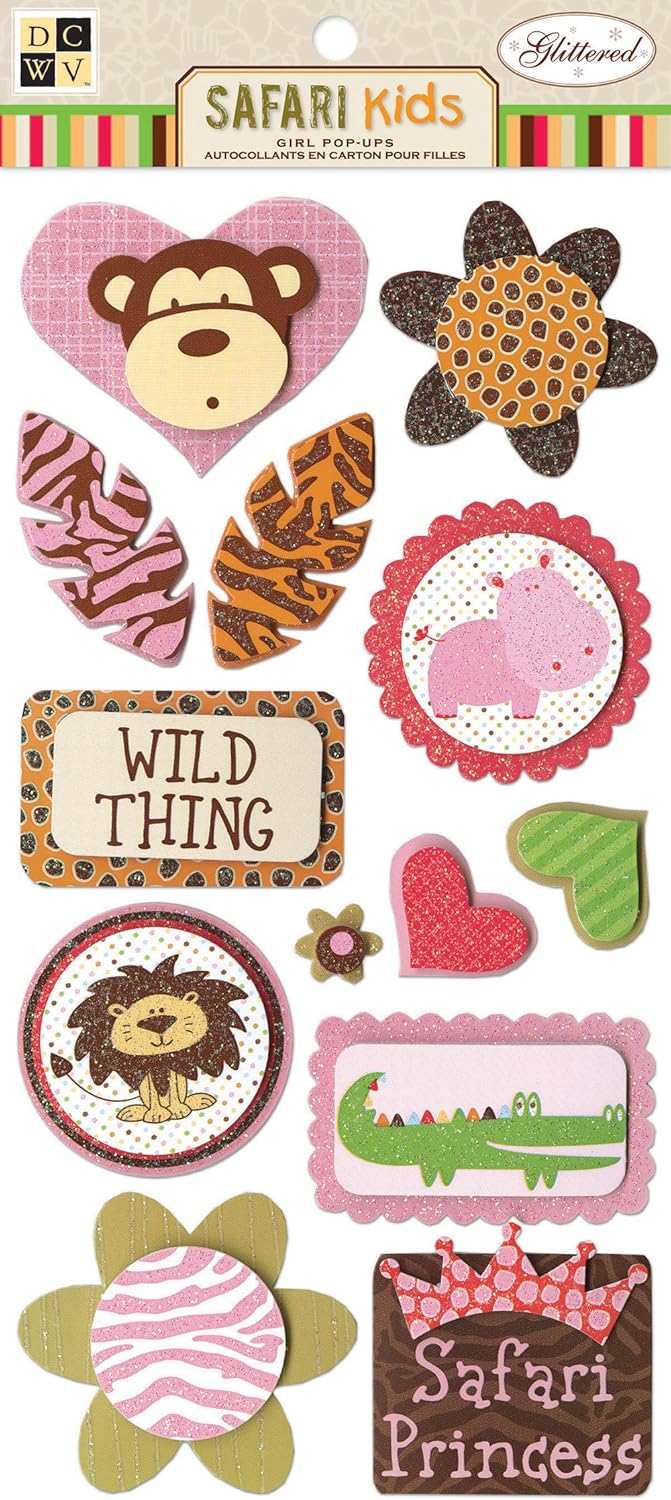 Amazon Com Dcwv Cp 012 Girl Animal Pop Ups Safari Kids Glitter