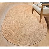 Chardin home Hand Woven Natural Jute Braided Area Rug &ndash; 6x9 Feet Oval | Vintage Boho Reversible Rug for Living Room, Bedroom, Dining Area, Entryway | Farmhouse Natural Fiber Floor Covering