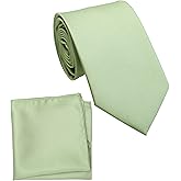 ZENXUS Regular Tie and Pocket Square for Men, Solid Color Necktie Set, 3.2 inch Standard Width